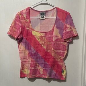 Vtg Versace Jeans Couture Abstract Short Sleeve Top size XL